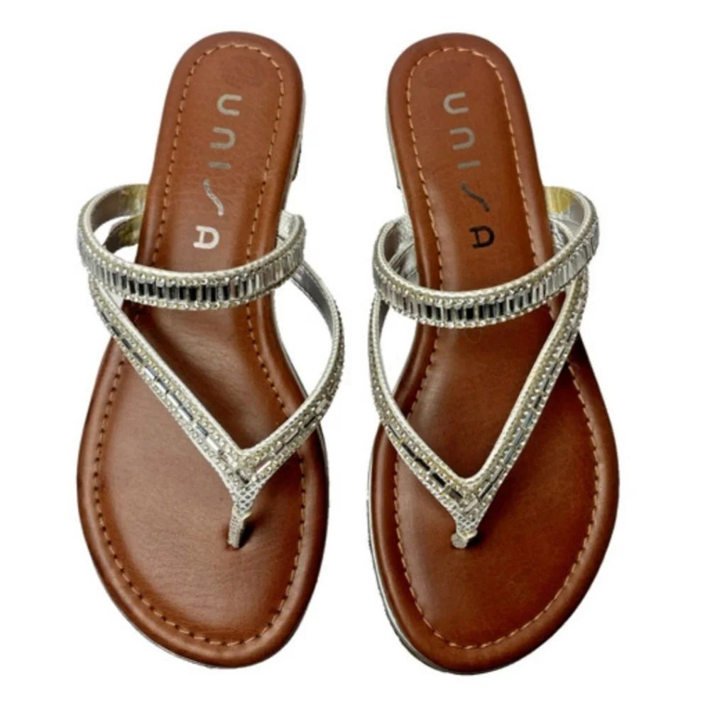 BRAND NEW UNISA UNDERLIAH-R GLASS STONE DOUBLE STRAP OPEN TOE SANDAL